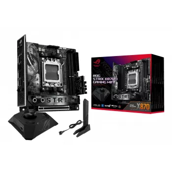 Motininė plokštė ASUS ROG STRIX X870-I GAMING WIFI mini ITX · AMD X870 · Socket AM5 · DDR5 · 2 DIMM · Wi‑Fi 7 · Bluetooth 5.4