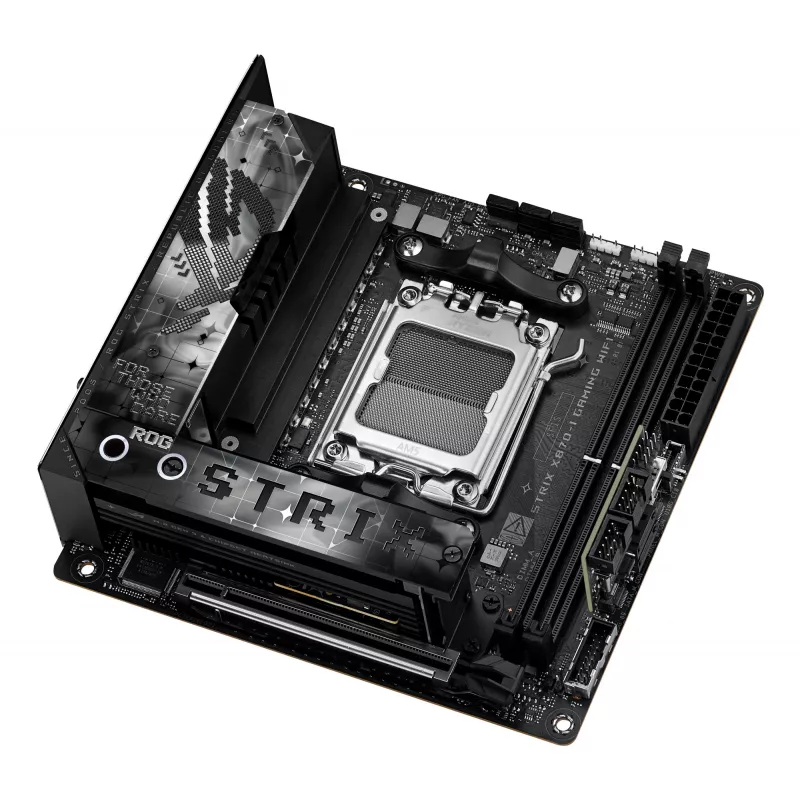 Motininė plokštė ASUS ROG STRIX X870-I GAMING WIFI mini ITX · AMD X870 · Socket AM5 · DDR5 · 2 DIMM · Wi‑Fi 7 · Bluetooth 5.4