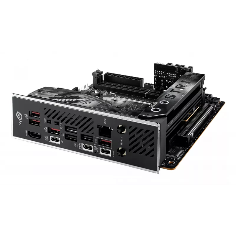 Motininė plokštė ASUS ROG STRIX X870-I GAMING WIFI mini ITX · AMD X870 · Socket AM5 · DDR5 · 2 DIMM · Wi‑Fi 7 · Bluetooth 5.4