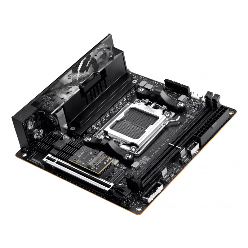 Motininė plokštė ASUS ROG STRIX X870-I GAMING WIFI mini ITX · AMD X870 · Socket AM5 · DDR5 · 2 DIMM · Wi‑Fi 7 · Bluetooth 5.4