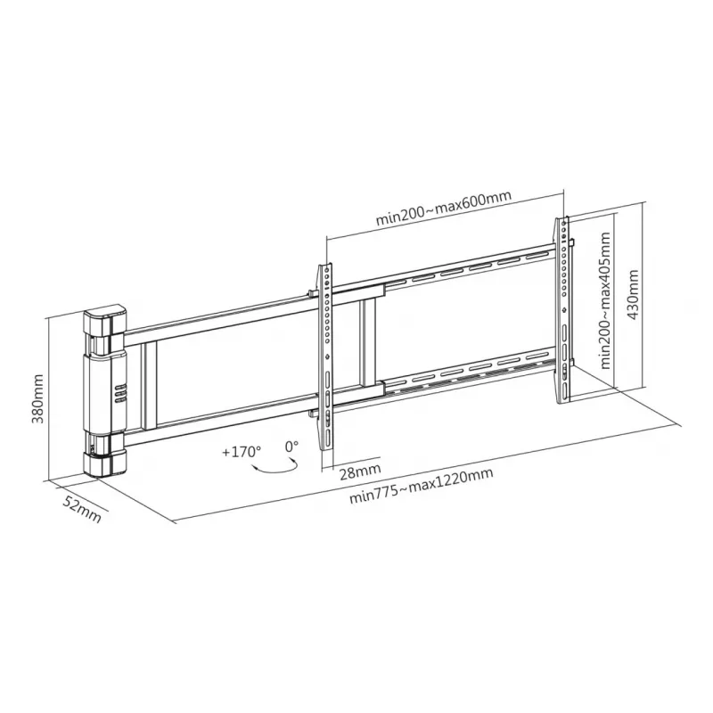 Elektrinis TV laikiklis TECHLY 368697, 32–75 col., 50 kg