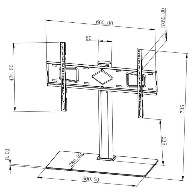 Techly ICA-LCD S07L TV stovas 165,1 cm (65 col.) juodas