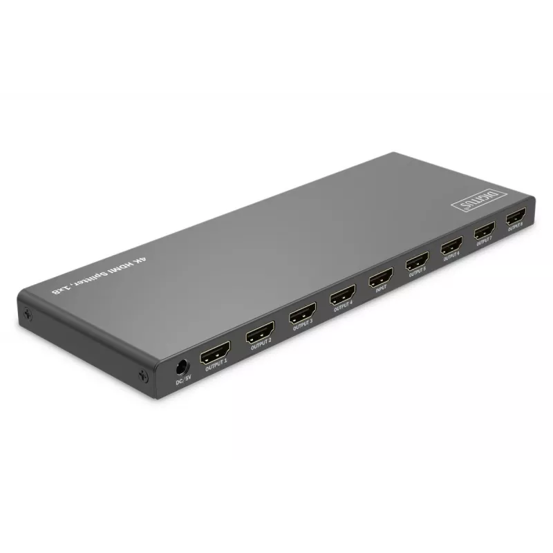 DIGITUS 1x8 HDMI skirstytuvas. 4K/60Hz HDCP 2.3. EDID valdymas