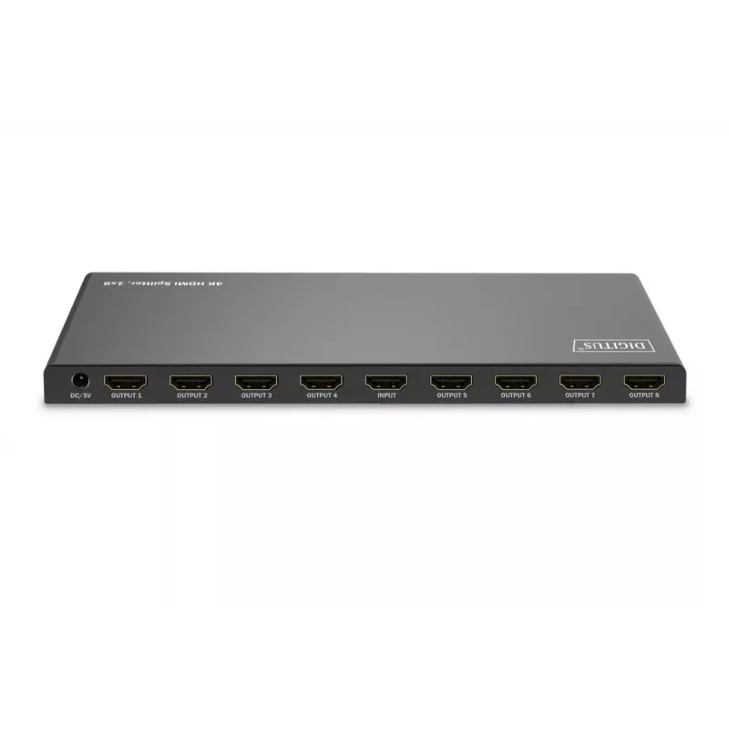DIGITUS 1x8 HDMI skirstytuvas. 4K/60Hz HDCP 2.3. EDID valdymas