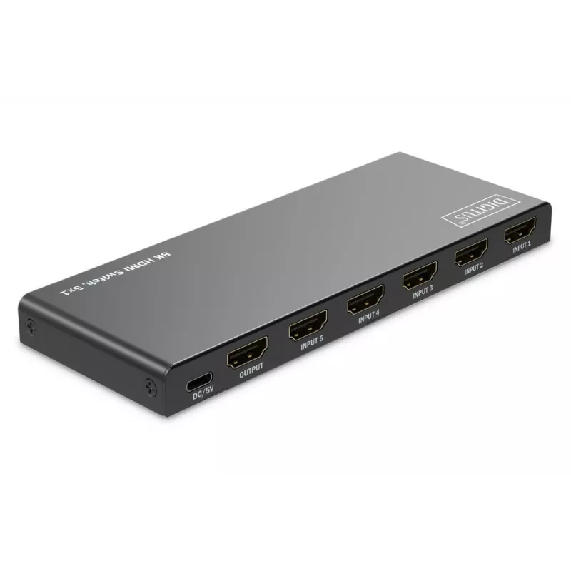 DIGITUS 5x1 HDMI jungiklis, 8K/60Hz (4:4:4), HDR, HDCP2.3