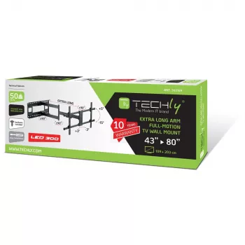 Techly ICA-PLB 490 TV laikiklis/sieninis stovas 2.03 m (80 colių) Juodas