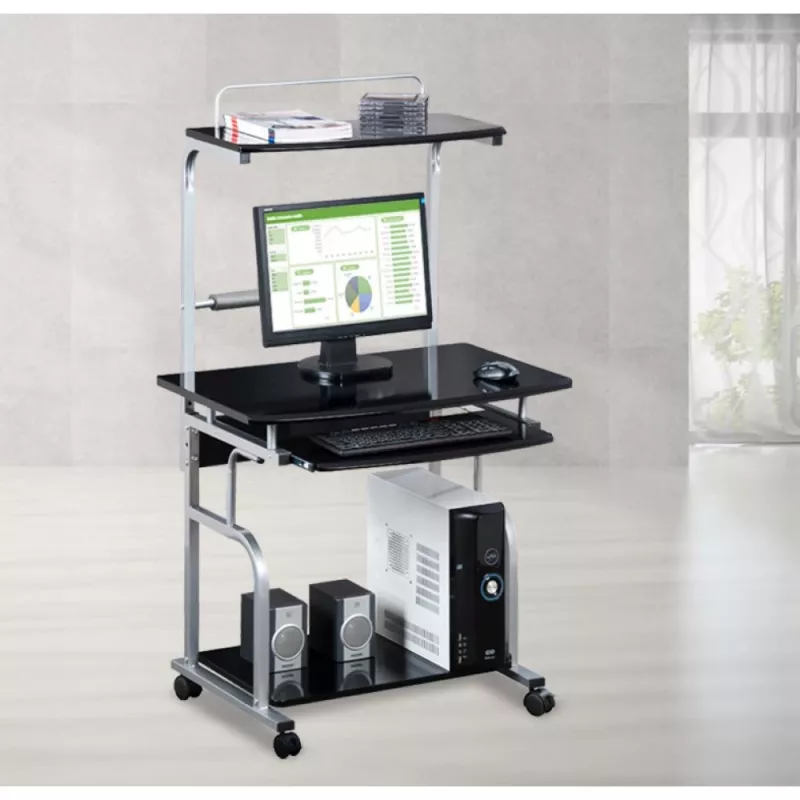 Kompiuterinis stalas Techly ICA-TB 7800BK, blizganti juoda