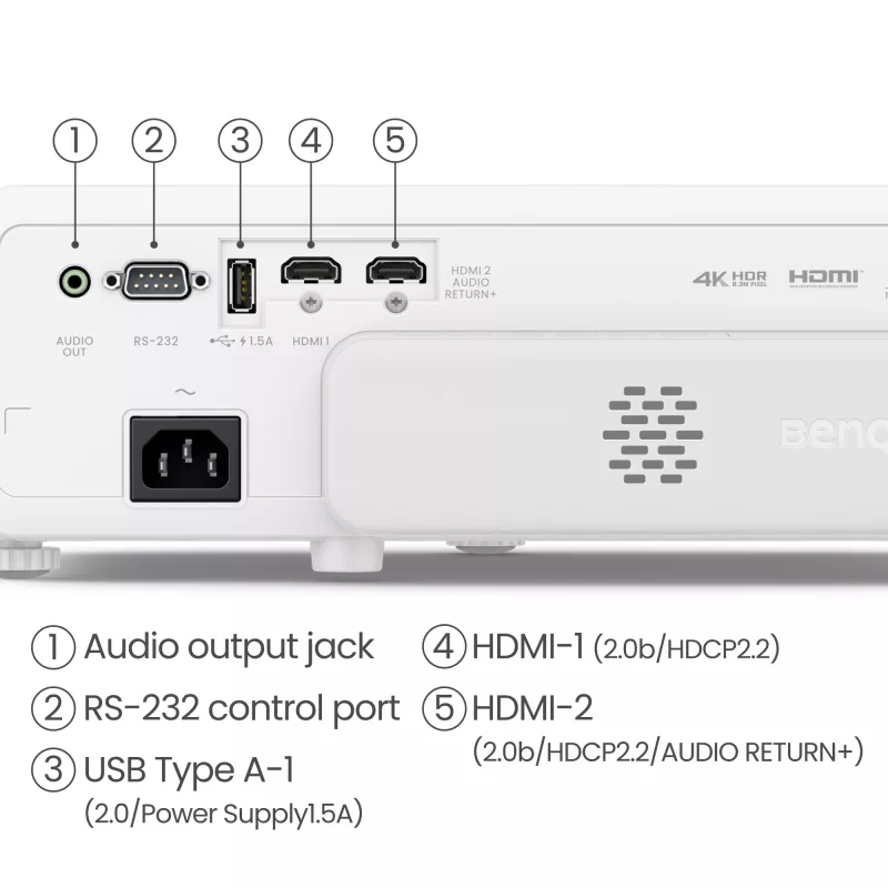 Projektorius BenQ TK710STi trumpo fokusavimo 3200 ANSI liumenų DLP UHD 4K (3840x2160) 3D juodas, baltas