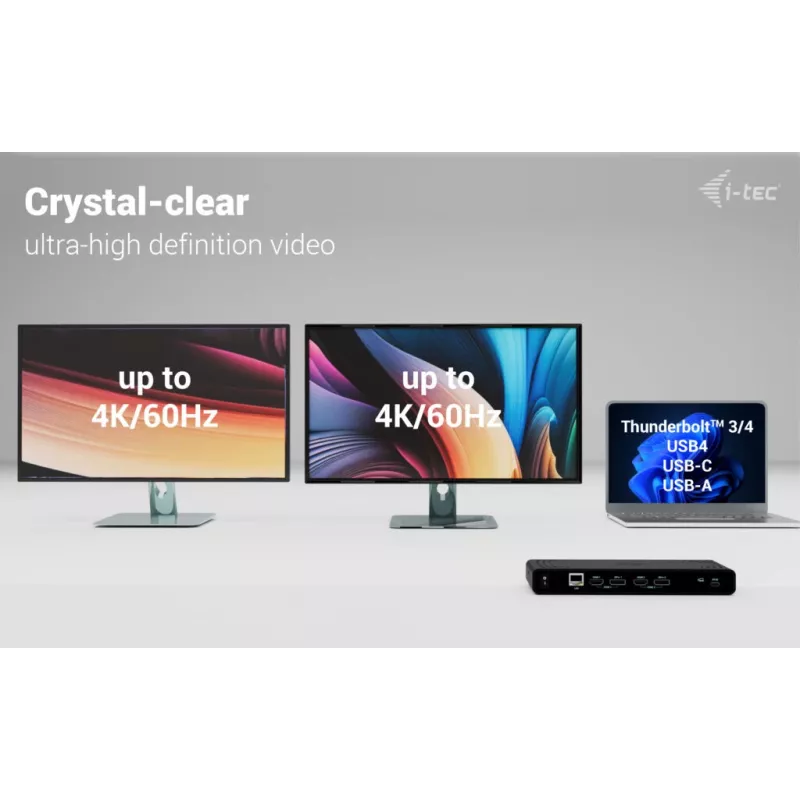 i-tec Universal Dual 4K Display Dock stotelė su 85W įkrovimu