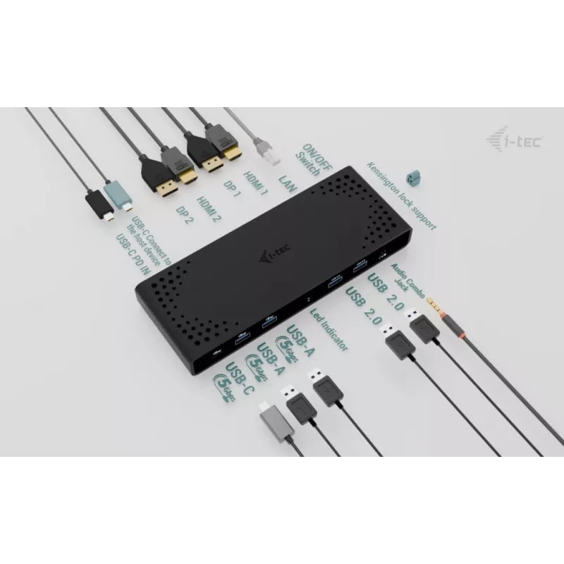 i-tec Universal Dual 4K Display Dock stotelė su 85W įkrovimu