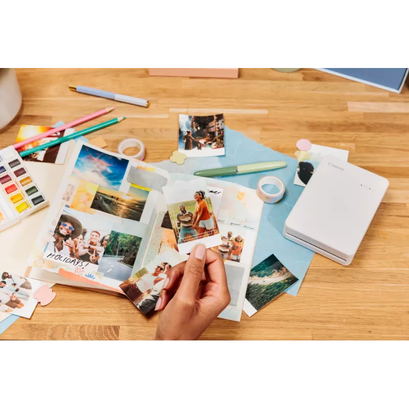 Canon SELPHY QX20 WH – nešiojamas nuotraukų spausdintuvas (dažų sublimacija, 287 x 287 DPI, 7,2x8,5 cm, Wi-Fi, balta)