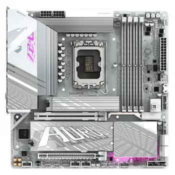GIGABYTE Z890M AORUS ELITE WIFI7 ICE pagrindinė plokštė – palaiko Intel Core Ultra (2 serijos) procesorius, 12+1+2 fazių VRM, iki 8800MHz DDR5 (OC), 1xPCIe 5.0 + 2xPCIe 4.0, Wi-Fi 7, 2.5GbE LAN, USB 4