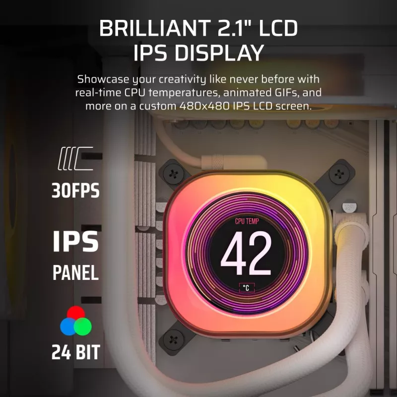 All-in-one skysčio aušintuvas Corsair iCUE LINK TITAN 240 RX LCD 12 cm Baltas