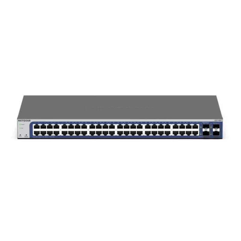NETGEAR GS748Tv6 48 prievadų valdomas Gigabit Ethernet (10/100/1000) jungiklis, juodas/pilkas