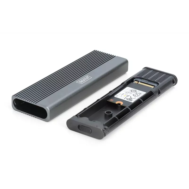 DIGITUS DA-71156 išorinis USB dėklas M.2 NVMe ir SATA SSD – 10 Gbps (NVMe) / 6 Gbps (SATA), USB 3.1 Gen 2, aliuminis, be įrankių