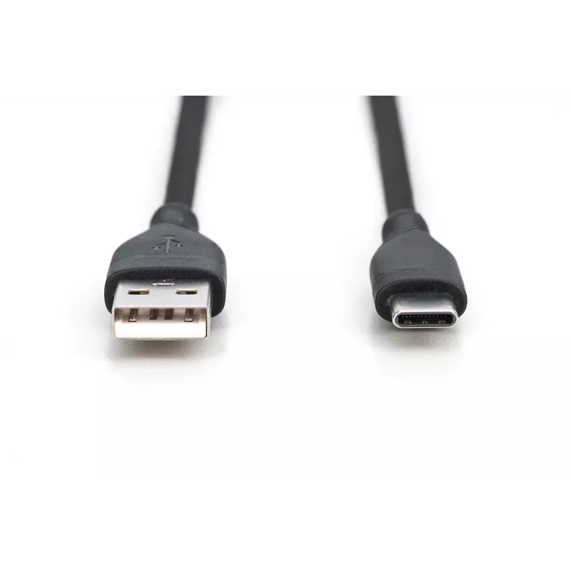 DIGITUS USB-C silikoninis įkrovimo laidas USB-A - USB-C USB 2.0 60W - 50cm juodas