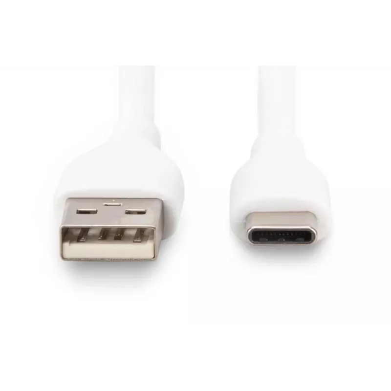 DIGITUS USB-C silikoninis įkrovimo laidas USB-A – USB-C USB 2.0 60W – 1m Baltas