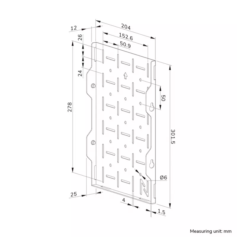 Neomounts AWL05-750BL AV lentyna aparatūrai – universali, sieninė, iki 10 kg, juoda, plieninė, 204 mm