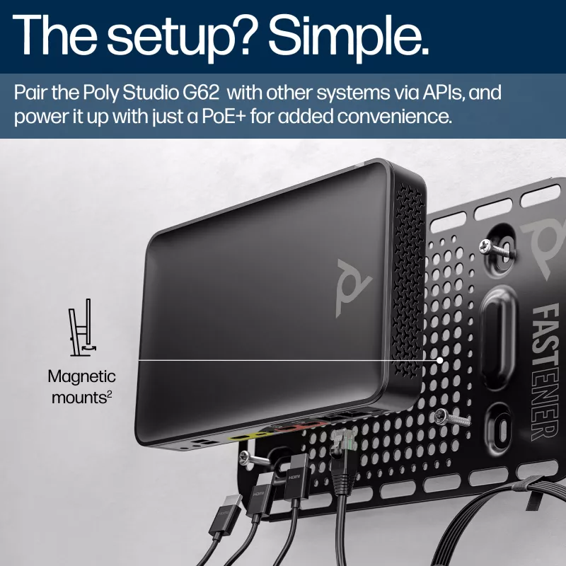 HP Poly Studio G62 vaizdo konferencijų sistema su tvirtinimo plokštės rinkiniu