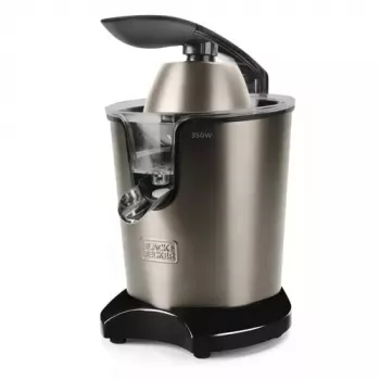 Centrifuginis sulčiaspaudė Black & Decker BXCJ350E — 350 W, 0,65 L talpa, nerūdijantis plienas/juoda, reguliuojamas minkštimo kiekis