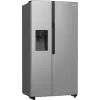 Gorenje Side by side NRR9185ESXL BK065B, laisvai pastatomas, amerikietiškos durelės, pilka, LED, plienas, stiklas