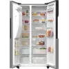 Gorenje Side by side NRR9185ESXL BK065B, laisvai pastatomas, amerikietiškos durelės, pilka, LED, plienas, stiklas