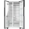 Gorenje Side by side NRR9185ESXL BK065B, laisvai pastatomas, amerikietiškos durelės, pilka, LED, plienas, stiklas