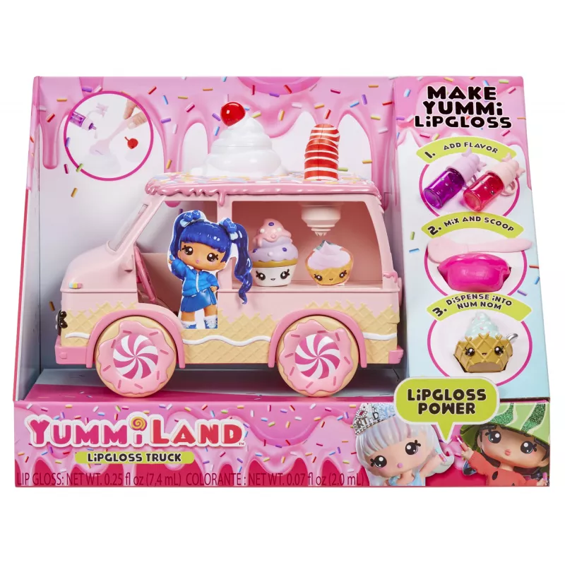 MGA Entertainment Yummiland Lipgloss Truck – lėlių priekaba su lūpų blizgio gamybos rinkiniu