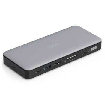 DIGITUS USB-C dokavimo stotelė, 11 prievadų - 2x HDMI / DP / 2x USB-A 3.2 Gen 2 / USB-C 3.2 Gen 2 / GbE / SD / MicroSD / DC-Jack - 150 W maks / 3.5 mm