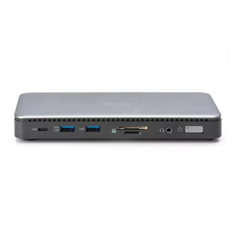 DIGITUS USB-C dokavimo stotelė, 11 prievadų - 2x HDMI / DP / 2x USB-A 3.2 Gen 2 / USB-C 3.2 Gen 2 / GbE / SD / MicroSD / DC-Jack - 150 W maks / 3.5 mm