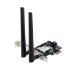 Vidinė WLAN Bluetooth adapterio kortelė ASUS PCE-BE6500 – PCIe, trijuostė Wi‑Fi 6E/7 (2,4/5/6 GHz), Bluetooth 5.4, 2882 Mbps, išorinė antena, juoda
