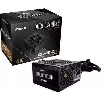 ASRock CL-550B Challenger 550W ATX maitinimo blokas, 80 PLUS Bronze, 120 mm ventiliatorius, juodas