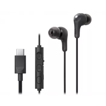 Laidinė ausinė JVC HA-FR9UC su USB-C, 9,2 mm tvarkyklės, 5–22000 Hz, įmontuotas mikrofonas ir valdymas, 1,2 m laidas, juoda