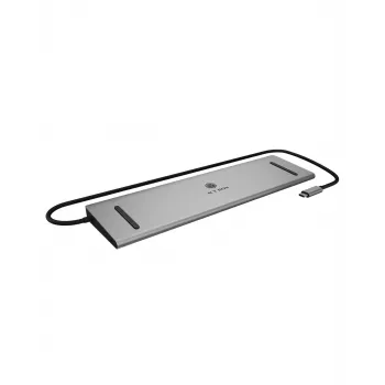 ICY BOX 11-in-1 USB Type-C stotelė, laidinė, USB 3.2 Gen 1 Type-C, 100 W, 3.5 mm, 10/100/1000 Mbit/s, antracito, juoda