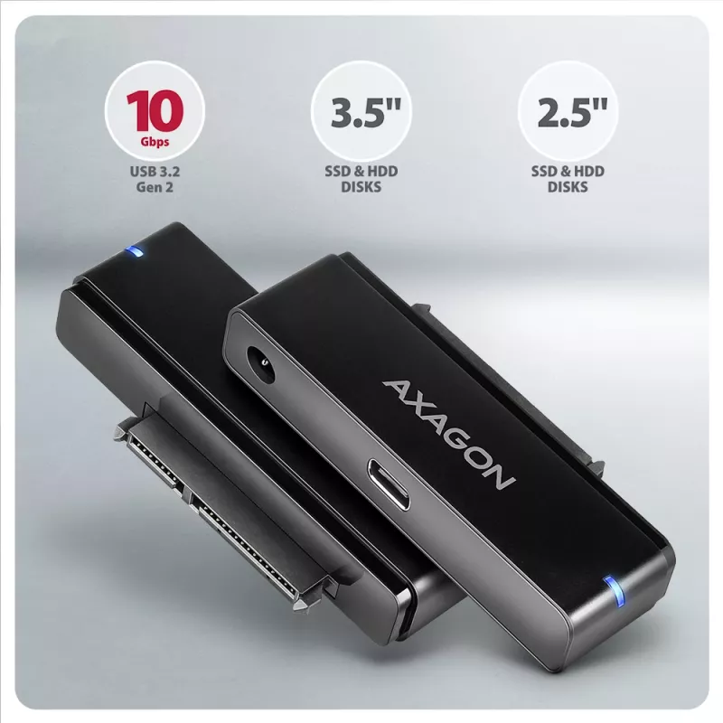 Axagon ADSA-FPX USB-C 10Gbps FAST PORT X adapter 2.5/3.5 colio SSD/HDD
