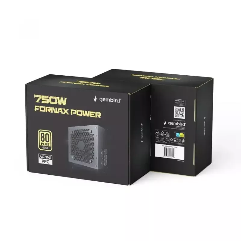 Maitinimo šaltinis GEMBIRD Fornax Power 750W ATX 80 PLUS Gold modulinis 12 cm ventiliatorius EPS 4+4pin PCIe 6+2pin SATA jungtys