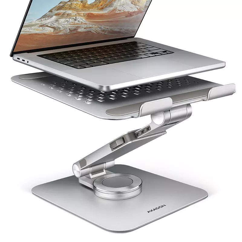 Axagon STND-LR Aliumininis stovas su 360° sukimu nešiojamiesiems kompiuteriams 10 inch–17,3 inch