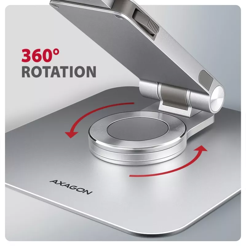 Axagon STND-LR Aliumininis stovas su 360° sukimu nešiojamiesiems kompiuteriams 10 inch–17,3 inch
