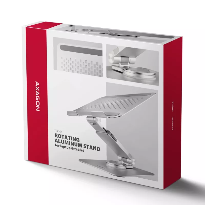 Axagon STND-LR Aliumininis stovas su 360° sukimu nešiojamiesiems kompiuteriams 10 inch–17,3 inch