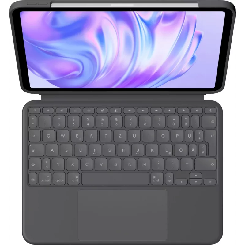 LOGITECH Combo Touch iPad Pro pilkai grafito spalvos QWERTY UK klaviatūros dėklas