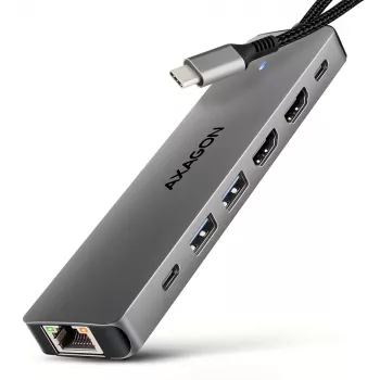 Axagon HMC-7HX2 USB 5Gbps 7-in-1 stotelė, 2x USB-A, USB-C, 2x HDMI 4K/60Hz, RJ-45, PD 100W