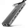 Axagon HMC-7HX2 USB 5Gbps 7-in-1 stotelė, 2x USB-A, USB-C, 2x HDMI 4K/60Hz, RJ-45, PD 100W