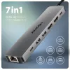 Axagon HMC-7HX2 USB 5Gbps 7-in-1 stotelė, 2x USB-A, USB-C, 2x HDMI 4K/60Hz, RJ-45, PD 100W