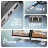 Axagon HMC-7HX2 USB 5Gbps 7-in-1 stotelė, 2x USB-A, USB-C, 2x HDMI 4K/60Hz, RJ-45, PD 100W