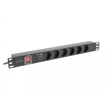 PDU Lanberg PDU-06F-0200-BK 6 lizdų 1U juodas
