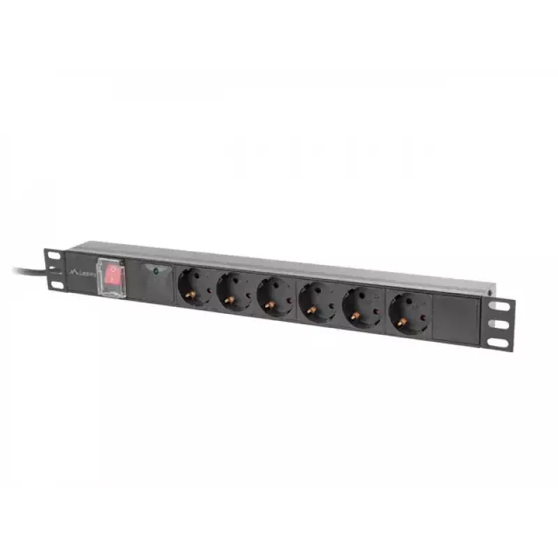 PDU Lanberg PDU-06F-0200-BK 6 lizdų 1U juodas