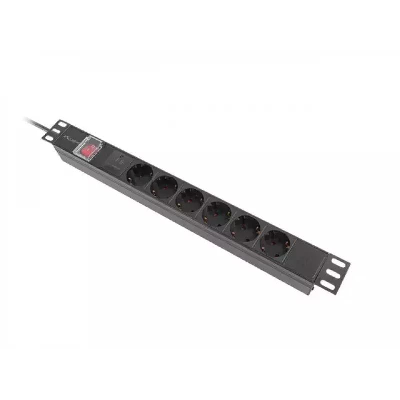 PDU Lanberg PDU-06F-0200-BK 6 lizdų 1U juodas
