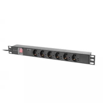 PDU Lanberg PDU-06F-0200-BK 6 lizdų 1U juodas