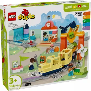 Traukinukas LEGO DUPLO 10428 Didysis interaktyvus bendruomenės traukinys – didelis motorizuotas traukinukas mažiems vaikams