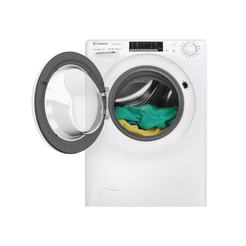 Candy Smart Pro COW 4644TWM6/1-S skalbyklė su džiovinimu, laisvai pastatoma, priekinio pakrovimo, balta